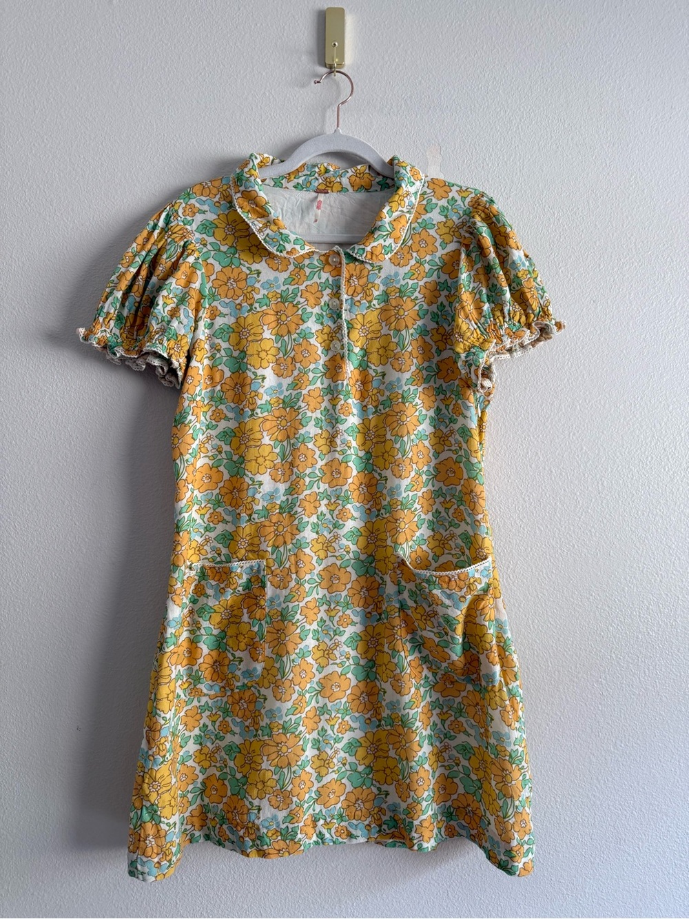 Free People Under The Sun Mini Dress in  Marigold Combo floral sz XL - Picture 7 of 10